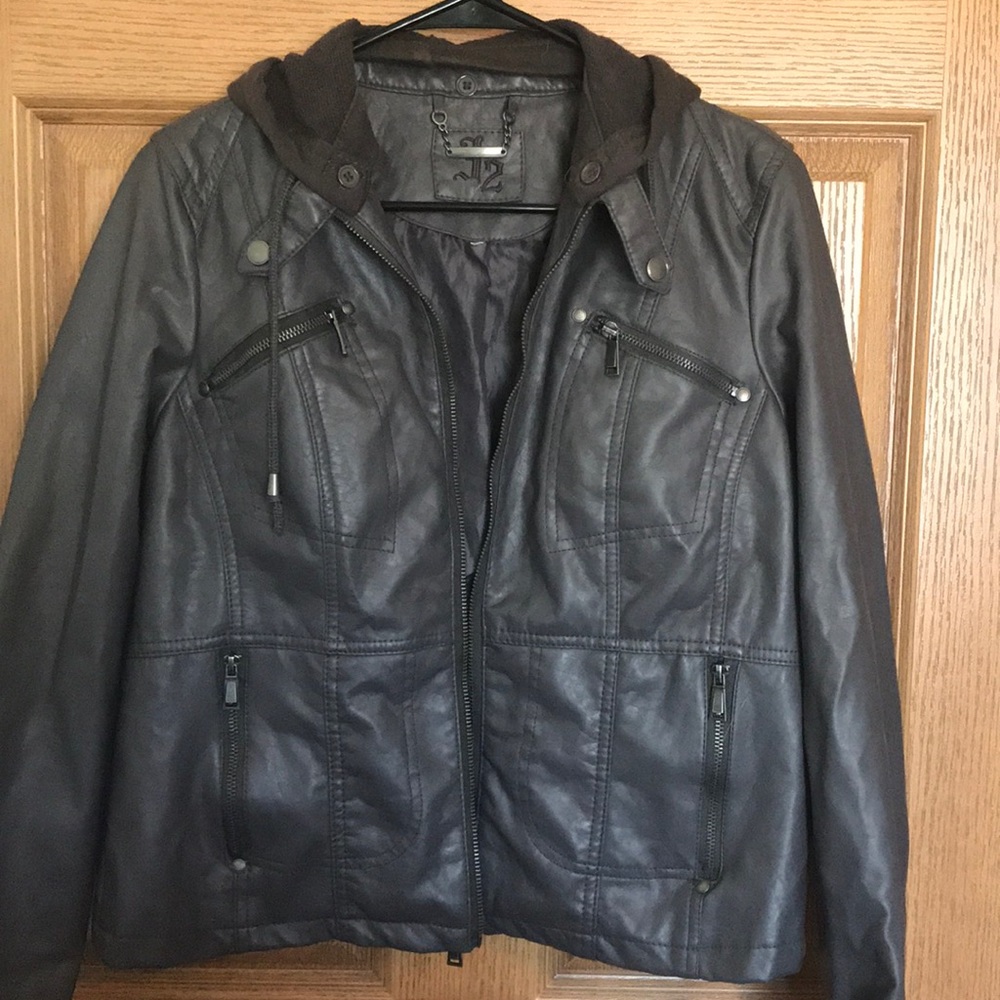 Faux leather jacket grey